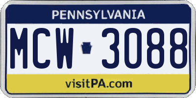 PA license plate MCW3088