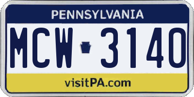 PA license plate MCW3140