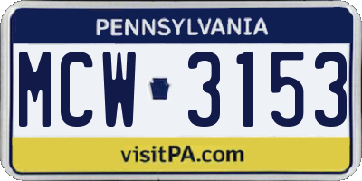PA license plate MCW3153