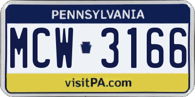 PA license plate MCW3166