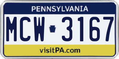 PA license plate MCW3167