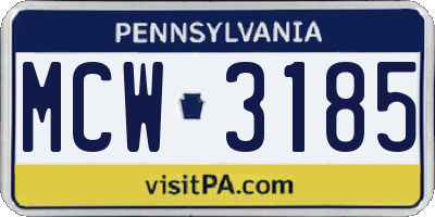 PA license plate MCW3185