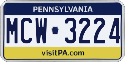 PA license plate MCW3224