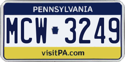 PA license plate MCW3249