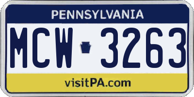 PA license plate MCW3263