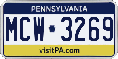 PA license plate MCW3269