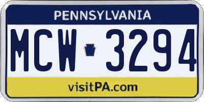 PA license plate MCW3294