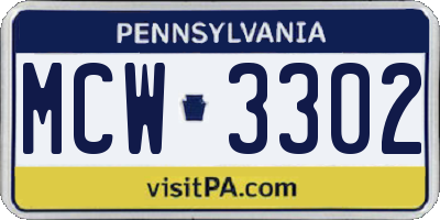 PA license plate MCW3302