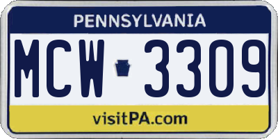 PA license plate MCW3309