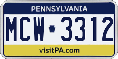 PA license plate MCW3312