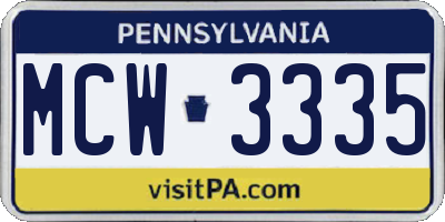 PA license plate MCW3335