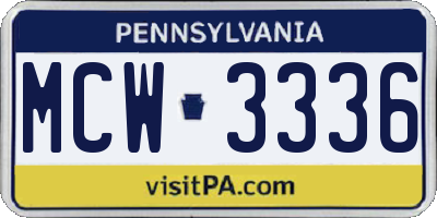PA license plate MCW3336