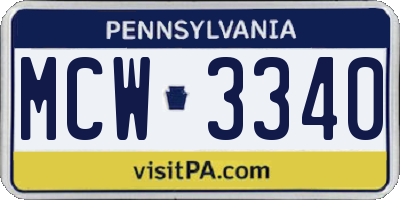 PA license plate MCW3340