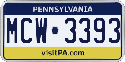 PA license plate MCW3393