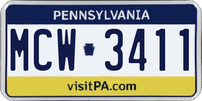 PA license plate MCW3411