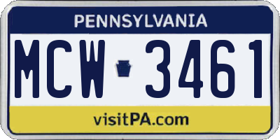 PA license plate MCW3461