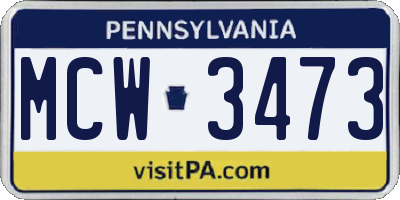 PA license plate MCW3473