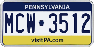 PA license plate MCW3512