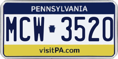 PA license plate MCW3520