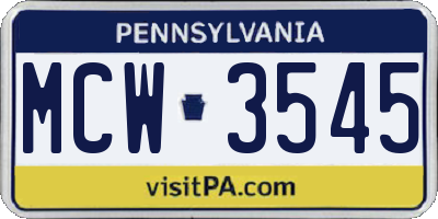 PA license plate MCW3545