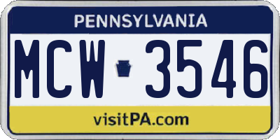 PA license plate MCW3546