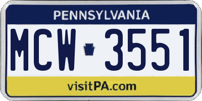 PA license plate MCW3551