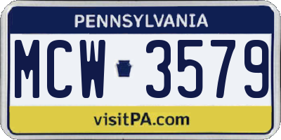 PA license plate MCW3579