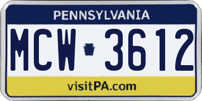 PA license plate MCW3612