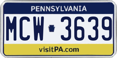 PA license plate MCW3639