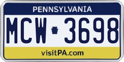 PA license plate MCW3698