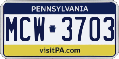 PA license plate MCW3703