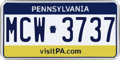 PA license plate MCW3737