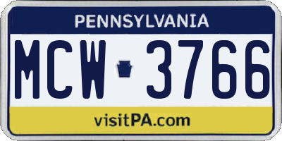 PA license plate MCW3766