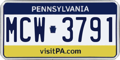 PA license plate MCW3791