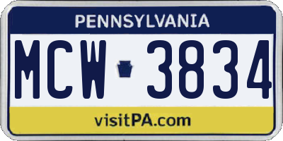 PA license plate MCW3834