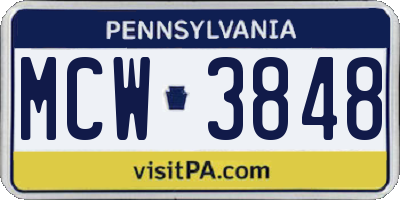 PA license plate MCW3848