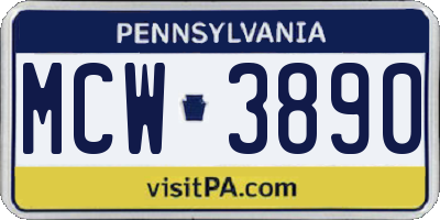 PA license plate MCW3890