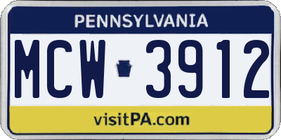 PA license plate MCW3912
