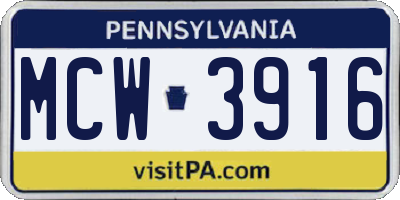 PA license plate MCW3916