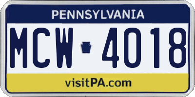 PA license plate MCW4018