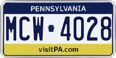 PA license plate MCW4028