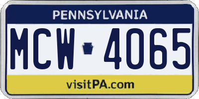 PA license plate MCW4065