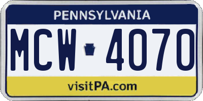 PA license plate MCW4070