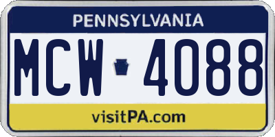 PA license plate MCW4088
