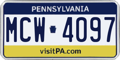 PA license plate MCW4097