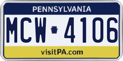 PA license plate MCW4106