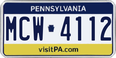 PA license plate MCW4112