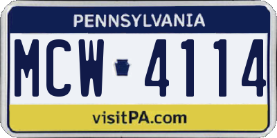 PA license plate MCW4114
