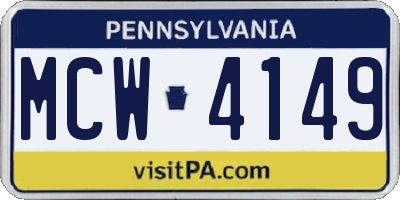 PA license plate MCW4149