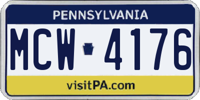 PA license plate MCW4176